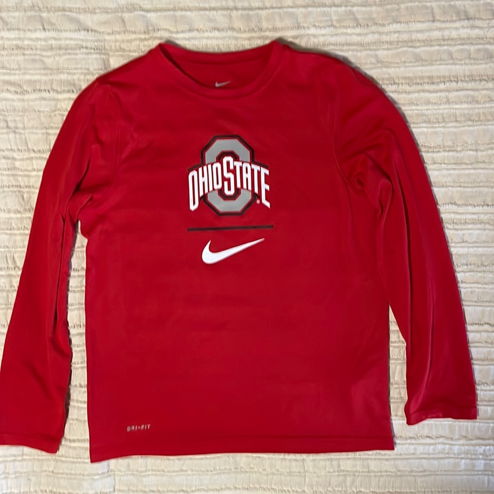 Youth Nike Ohio State Dri-Fit long-sleeve shirt